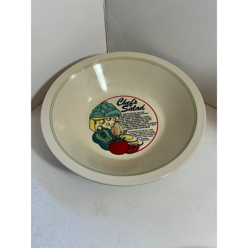 Mount Clemens Pottery Chef's Salad Recipe Serving Bowl Vintage Ceramic 11.5 Inch